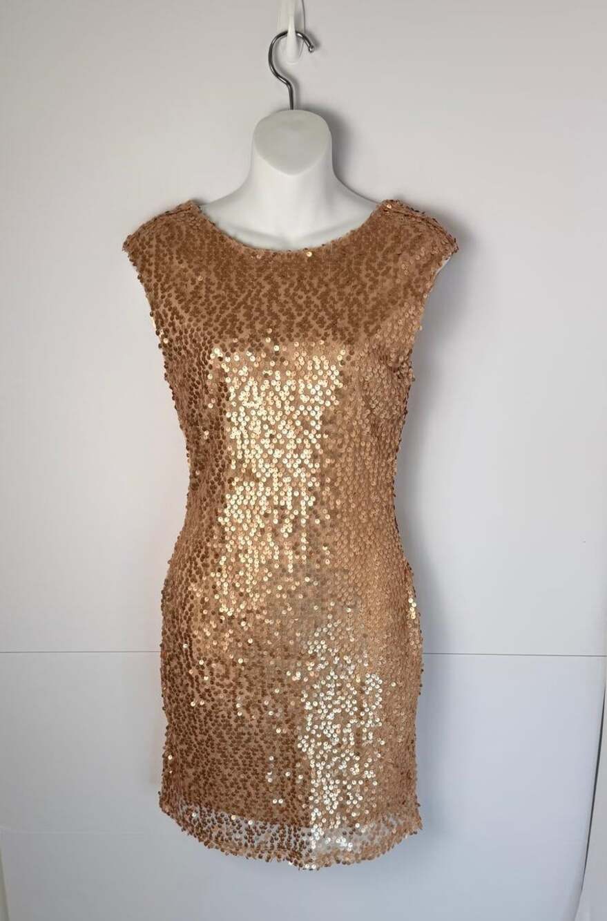Forever 21 Rose Gold Sequin Bodycon Mini Dress Size M NWT